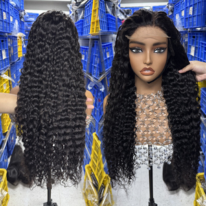 250% Dichtheid 40 Inch Krullende Deep Wave Braziliaans Echt Haar Lace Front Pruiken met Transparante HD voor Kantloze Natuurlijke Zwarte Kleur - Product Image 2