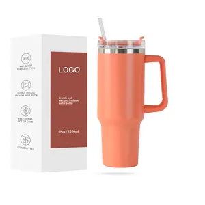 Custom 40oz Tumbler Stainless Steel Adventure Travel Mug With Handle And Straw Beer Mug Cup