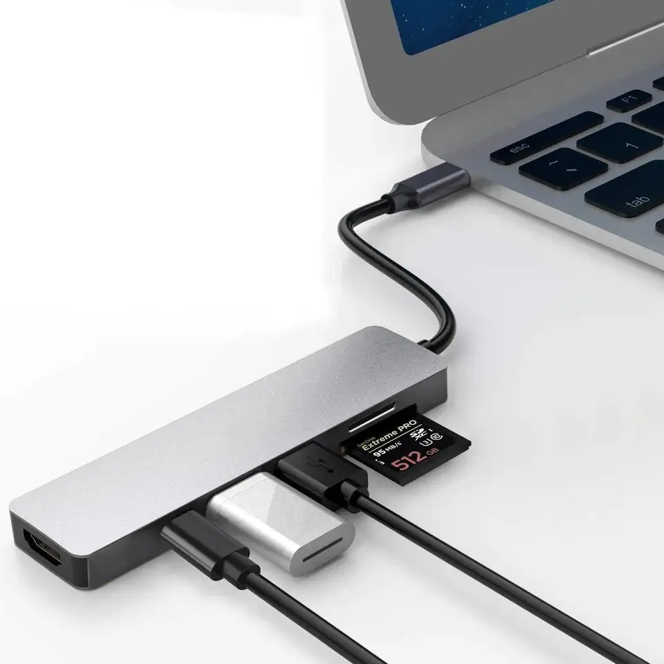 Usb Hub 3.0 Type C Port Por Usb-c Thunderbolt Aluminium Macbook Mac Charging 4 In 1 5 6 7 8 9 10 2.0 Tipo Docking Station 6in1