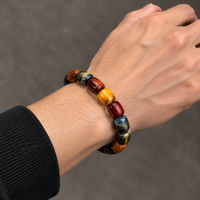 Bracelet unisexe en perles de pierre naturelle œil de tigre 5A de 10 mm, style vintage, porte-bonheur