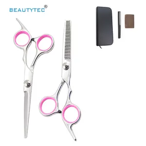 Professional Factory Hand Made Pink Hair Cutting Thinning Scissors Hairdressing Woman 170ミリメートルBarber Shears Scissors Set