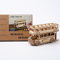 Puzzle 3D en bois de bus à deux étages découpé au laser de précision pour la production en série, idéal pour les détaillants de jouets