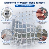 Écran LED en maille transparente flexible pour publicité extérieure, résistant à l'eau, P32 P50 P100, pour façade de bâtiment