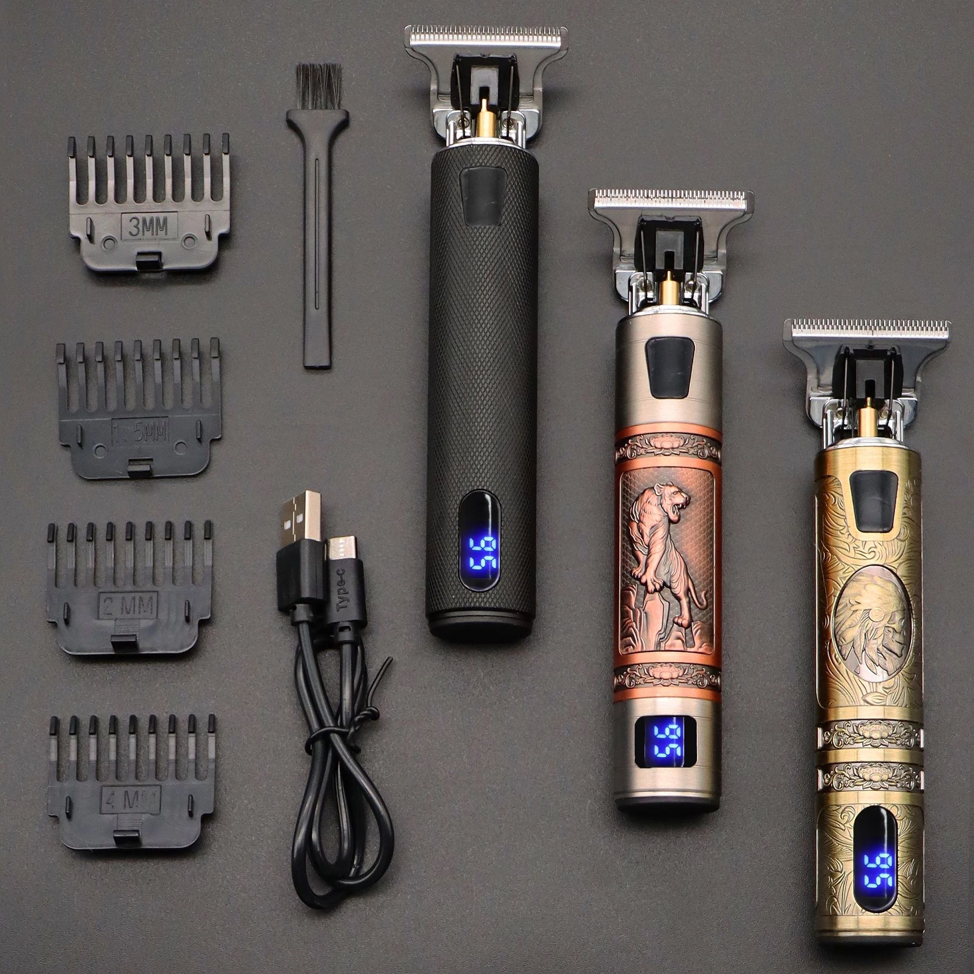 T9 Bald Hair Clipper Lawn Mower Mm T-shaped Outer Beard and Beard Trimmer  Electric Barber Razor Shaving Machine Zinc Alloy Usb