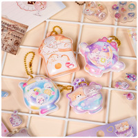 Feuilles d'autocollants en cristal Kawaii Mini Pet, autocollants en forme de chat, de pain et de dôme avec breloques en chaîne, fournitures de papeterie pour scrapbooking pour enfants