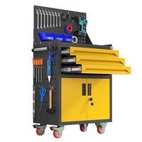Armoire à outils roulante robuste avec panneau perforé, chariot de rangement mobile pour atelier, chariot à outils en acier avec roues verrouillables