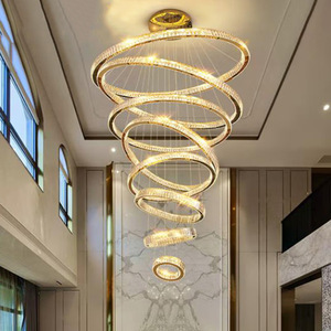 Lampadario a Sospensione LED in Cristallo, Plafoniera in Acciaio con Telecomando, Alimentazione AC <span class=keywords><strong>per</strong></span> Interni - Product Image 1