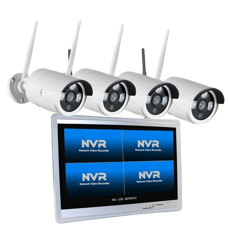 2021 Hot Sale Verbesserte WIFI-Kits CCTV-Funk kamera 12,5 "Zoll LCD NVR COMBO 1MP 4CH WLAN-Kamera