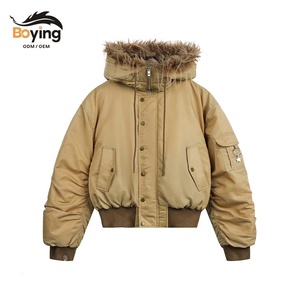 Blouson Bomber Rétro à Capuche pour Femme Boying, Doudoune Chaude d'Hiver avec Col en Fourrure, Motif Personnalisable, Épaissi pour le Streetwear - Product Image 1