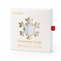 Boîte cadeau tiroir personnalisée pour bonbons de Noël avec fenêtre flocon de neige et estampage à chaud doré pour emballage de fêtes en gros