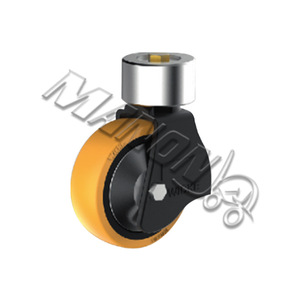 Roue de chariot élévateur électrique Wicka, roulement à billes en polyuréthane, bande de roulement ferme, trou rond de 2,5 mm, plaque supérieure résistante à l'usure - Product Image 1