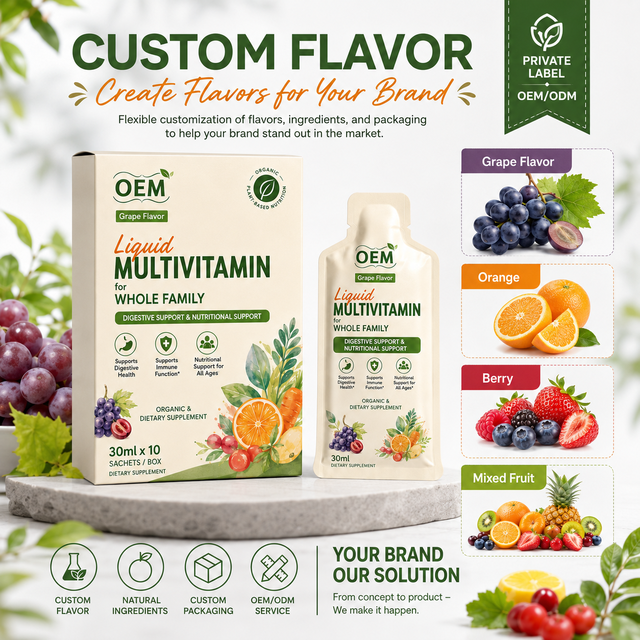Private Label Liquid Multivitamin for Whole Family Multiple Fruit Flavors Digestive & Nutritional Support OEM ODM Custom