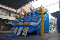 Parc aquatique gonflable mobile avec toboggan et piscine, grand toboggan aquatique gonflable pour enfants et adultes