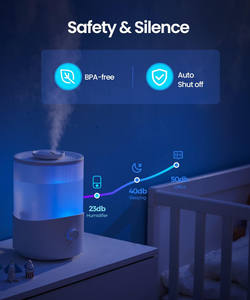 Diffuseur d'arômes et humidificateur ultrasonique électrique 4L à remplissage par le haut, en plastique, pour chambre de bébé et usage domestique - Product Image 4