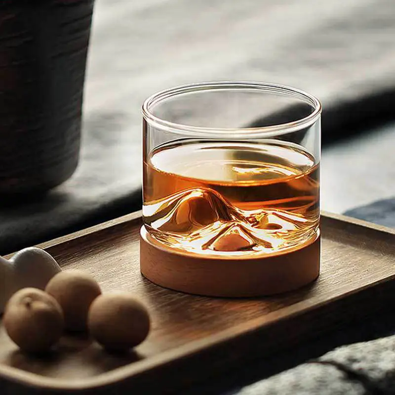 Fuji Mountain Shape glass tea cup Wine Whisky Glass Eco-friendly Glass Cups