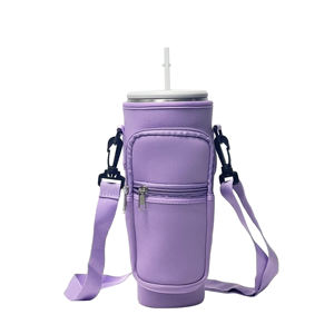 Isolierte wasserdichte Neopren-Becher hülle Reiß verschluss taschen Cross body Strap Thermal Tragbarer Getränke halter Travel Outdoor Use - Product Image 1
