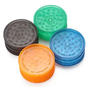 JUJI 2022 High Quality Small MOQ Free Sample Custom Logo 3 layer 60MM Tobacco Acrylic Plastic Dry Herb Grinder With Storage Lid