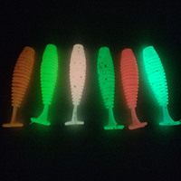 Ensemble d'appâts souples 19 pièces combo de leurres de pêche en plastique artificiel brillant appâts souples hameçons ensemble de leurres de pêche souples
