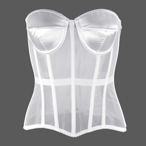 Corset en maille respirante <span class=keywords><strong>pour</strong></span> femmes, <span class=keywords><strong>bustier</strong></span> sexy, taille amincissante, crop tops, bonnets transparents, dentelle, armatures, body sculptant - Product Image 1