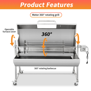 Factory Custom Flaming <strong>Coals</strong> <strong>Barbeque</strong> Master <strong>Gas</strong>/Charcoal Spit Roaster with Lid - Product Image 3