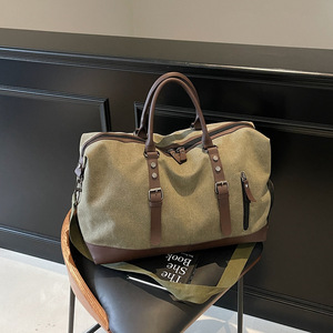 Trendy Men <b>Canvas</b> Shoulder <b>Bag</b> <b>Large</b> Capacity Travel Duffel <b>Bag</b> Casual Hand Tote <b>Bag</b> for Short Trip Business Travel - Product Image 2