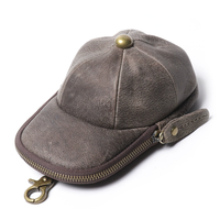 Sac en cuir véritable Crazy Horse pour homme, forme chapeau, grande capacité, avec fermeture éclair, porte-clés, porte-monnaie et pochette pour téléphone – Vente en gros