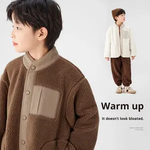 Automne hiver enfants vêtements garçons <span class=keywords><strong>Sherpa</strong></span> <span class=keywords><strong>veste</strong></span> polaire doublé coton épaissi chaud hiver enfants vestes - Product Image 4