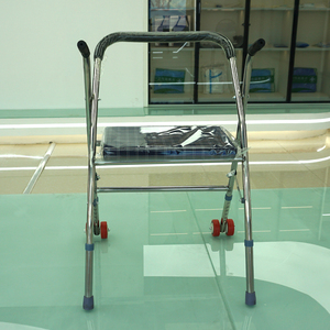 Déambulateur pliable en acier inoxydable avec coussin de siège et roues avant, aide à la marche pour personnes âgées, handicapées, soutien à la rééducation de l'équilibre - Product Image 2