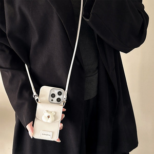 <span class=keywords><strong>Coque</strong></span> de téléphone portable en TPU avec motif d'ours de dessin animé, avec <span class=keywords><strong>cordon</strong></span>, antichoc, pour femmes - Product Image 2