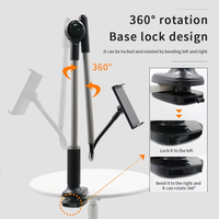 Support de téléphone et tablette à bras long flexible et réglable à 360 degrés, avec pince de bureau, type col de cygne, pour lit d'hôtel