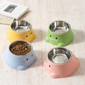 Bol pour nourriture/eau pour chat et chien en acier inoxydable, design ergonomique, bol amovible, antidérapant, utilisation en extérieur/en intérieur, style mignon - Product Image 1