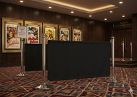 Poteau de guidage de foule en toile noire, poteau de sécurité en acier inoxydable pour restaurant et exposition