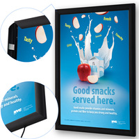 Boîte à lumière LED en aluminium noir 27x40, montage mural pour publicité de console de cinéma, cadre d'affichage