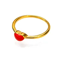 Bague en acier inoxydable plaqué or avec incrustation de turquoise en forme de cœur délicat, bijou minimaliste pour femme, à porter au quotidien