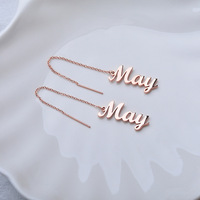 Boucles d'oreilles créoles minimalistes en acier inoxydable personnalisables avec plaque nominative personnalisée, livraison directe