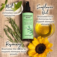 Semprotan Leave-In Rosemary Mint Label Pribadi untuk Pertumbuhan Rambut, Penebalan, Anti Rontok, Perbaikan Ujung Rambut Bercabang, Perawatan Menyegarkan Kulit Kepala