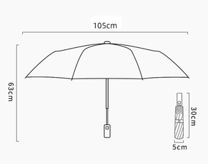 <span class=keywords><strong>Parapluie</strong></span> 3 plis à ouverture automatique pour hommes, design personnalisé, couleur unie, design compact, avec manche en bois durable - Product Image 6