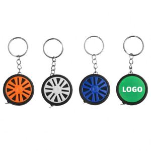 Portable Retractable Tape Measure Keychain 1m 3ft Carbon Steel Metal Ruler Car Wheel Shaped Pocket Sizing Measurement Tool - Product Image 1