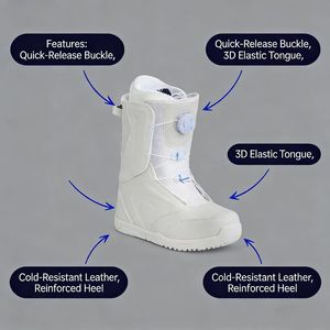 <span class=keywords><strong>Botas</strong></span> de Esquí Profesionales Talladas y Curvadas, Forradas de Lana, Cálidas, con Suela de Goma Resistente al Desgaste, <span class=keywords><strong>Botas</strong></span> de Snowboard para Todo Tipo de Montaña - Product Image 2