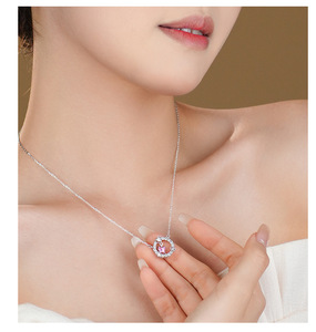 S925 <b>Sterling</b> <b>Silver</b> Pink Crystal Butterfly Ring Pendant <b>Necklace</b> Fairy Delicate Womens Daily Accessory Gift Clavicle Chain - Product Image 4
