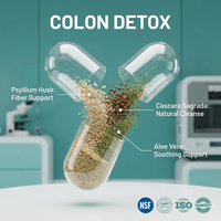 Détox Colon Adulte Marque Privée OEM/ODM – Cure Avancée de 15 Jours à Base de Vitamines et de Psyllium – 60 Gélules par Flacon – Soutient la Détoxification