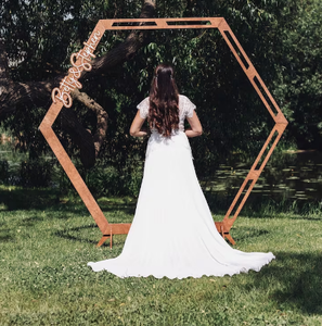 Bois mariage toile <span class=keywords><strong>de</strong></span> fond arc hexagone cercle Triangle cérémonie arc fond décor cadre <span class=keywords><strong>pour</strong></span> mariage en plein air pièce maîtresse <span class=keywords><strong>tonnelle</strong></span> - Product Image 4