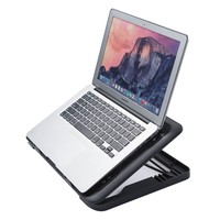 Coussin de refroidissement pour ordinateur portable à hauteur réglable à bas prix vitesse du vent variable 5 ventilateurs 2 ports USB matière plastique utilisée produit en stock