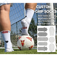 Chaussettes de sport de football à grip en microfibre suédée, qualité luxe, personnalisées, sans couture, tricotées, à compression, pour équipe, modèle Glacier Elite