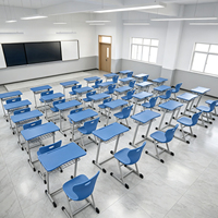 Ensemble bureau et chaise individuels pour étudiant, plateau HPL anti-rayures avec panier à livres, certifié SGS IOS pour mobilier de classe en Arabie Saoudite