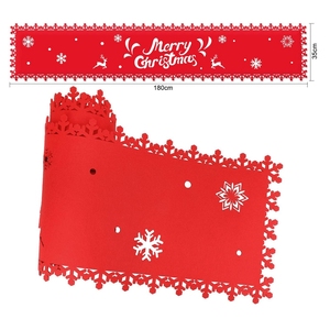 Familia Navidad vacaciones <span class=keywords><strong>Mesa</strong></span> Lino cena fiesta <span class=keywords><strong>Mesa</strong></span> decoración Navidad copos ciervo <span class=keywords><strong>fieltro</strong></span> rojo <span class=keywords><strong>camino</strong></span> <span class=keywords><strong>de</strong></span> <span class=keywords><strong>mesa</strong></span> - Product Image 2
