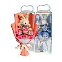 Bouquet de roses en forme de lapin en gros, fleurs de savon gaufrées, cadeau pour la Saint-Valentin, le Qixi Festival, les meilleurs amis, les anniversaires de filles