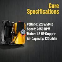 Compresseur d'air industriel intelligent sans huile à aimant permanent, 4L, mini portable, 1,5 CV, moteur en cuivre, 2850 tr/min