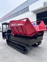 Mini-dumper sur chenilles à moteur diesel de 3 tonnes avec chenilles en caoutchouc et benne de chargement relevable, moment de charge élevé
