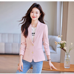Women's Blazer Black Solid Color Polyester No-Wrinkle Treatment Casual Elegant Style - Product Image 5